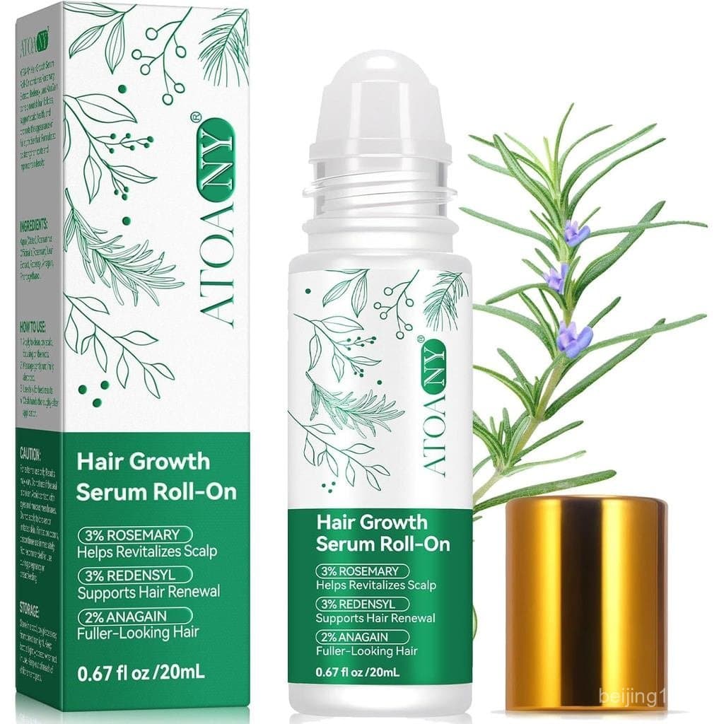 Sérum para Crescimento Capilar Roll-On - Sérum para Couro Cabeludo, Sérum Capilar com Óleo Essencial de Alecrim, Redensy