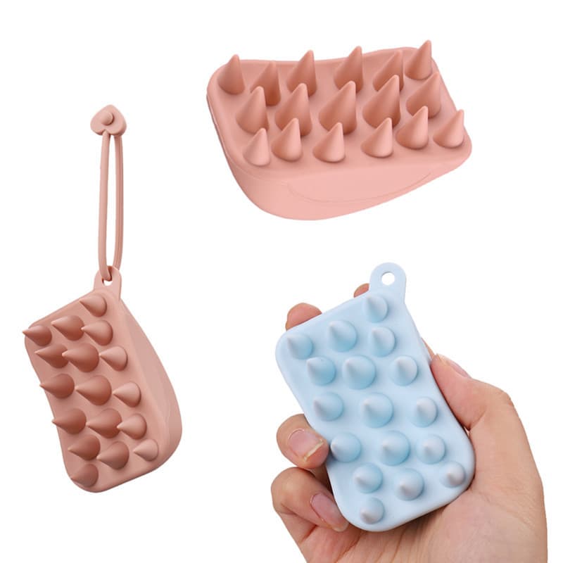 Pente de massagem de shampoo de Silicone Lohas Mouse Novo estilo pendurado buraco/cordão limpo couro cabeludo shampoo pe