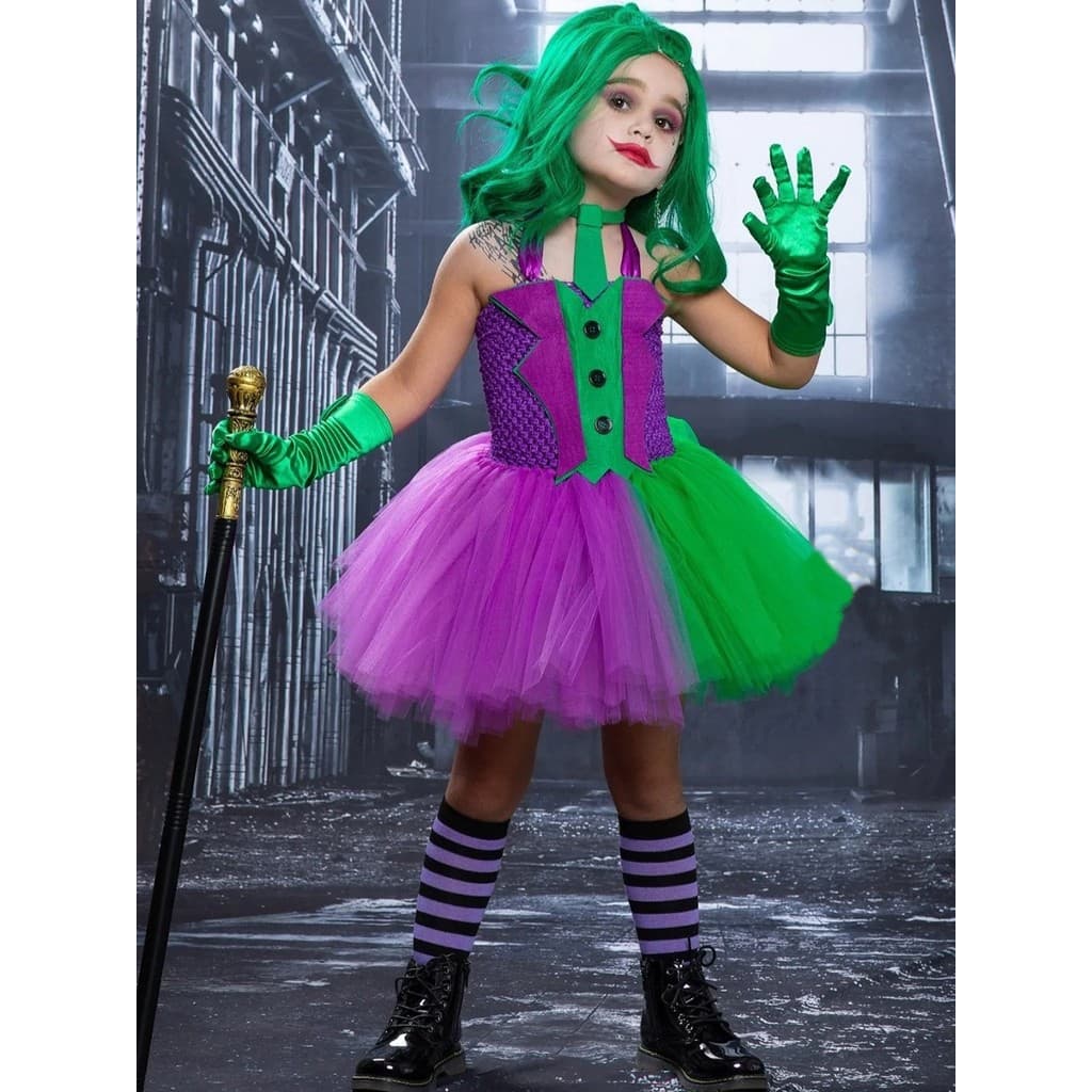 Nova menina coringa cos traje de Halloween traje Marvel menina floco Pettiskirt desempenho traje