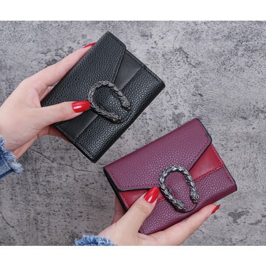 Carteira curta de couro, carteira de couro, carteira pequena, bolsa clutch tripla, porta-cartões multifuncional, porta-c