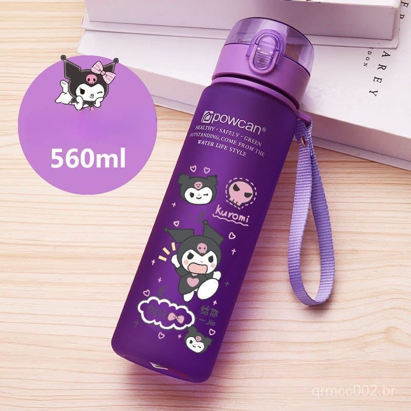 Sanrio Tumbler for Kids Kuromi Cartoon Portable School Com Cabo Garrafa De Água Roxa Fofa