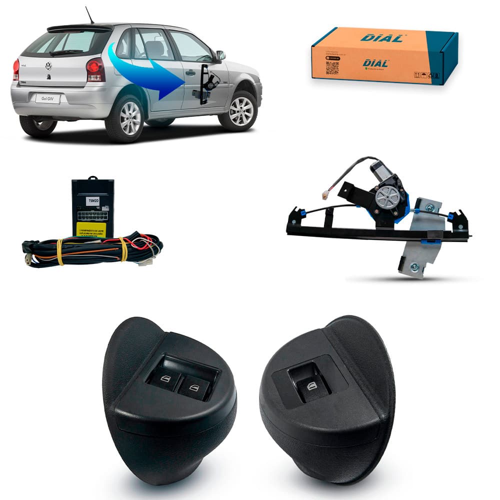 Kit Vidro Eletrico Gol G4 4 porta Dianteiro Parati Saveiro G4 inteligente