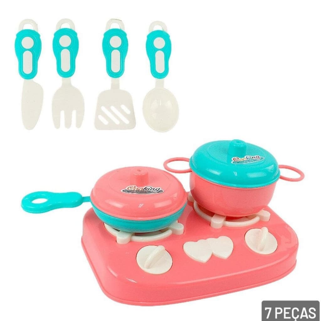 KIT Cozinha de Plástico 07 Peças com Fogão Color Infantil Dia das Crianças