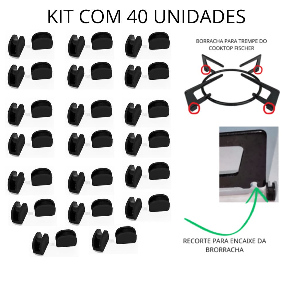 Borracha da Trempe Grade Cooktop Fogão Fischer - 40 Peças