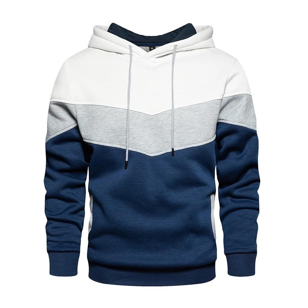 Men's Patchwork Hooded Sweatshirt Hoodies Clothing Casual Loose Fleece Warm Streetwear Male Fashion Autumn Winter Sports