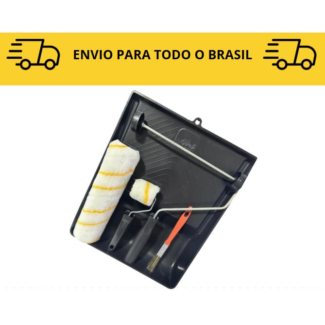 5  Peças Pintura Kit completo / Rolo 23cm/ Suporte / Bandeja / Pincel / Rolo 5cm