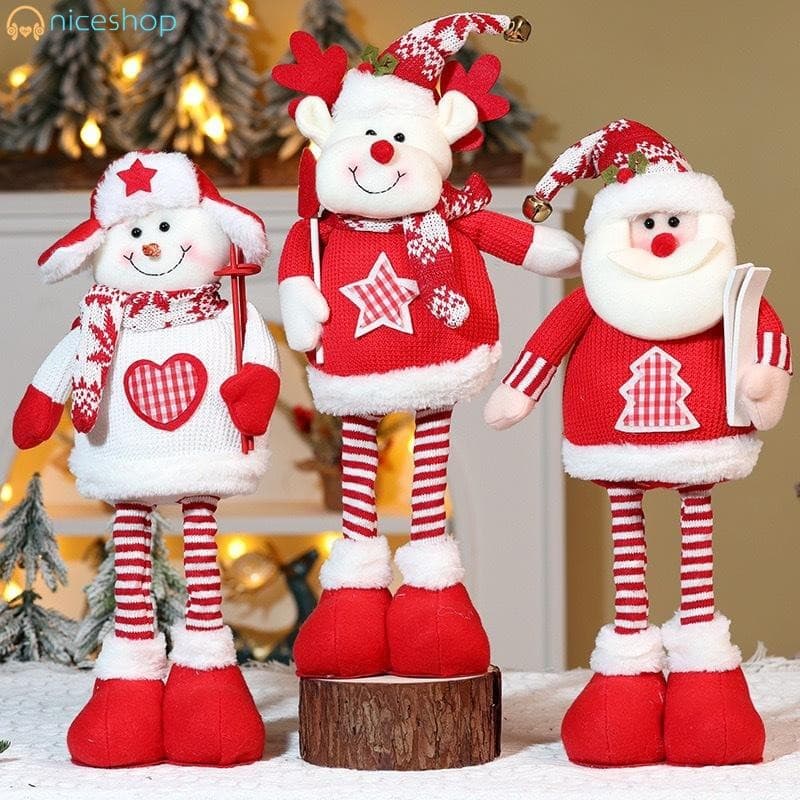 Natal Bonecas Telescópicas Decorações De Dos Desenhos Animados Tecido Papai Noel Boneco De Neve Elk Brinquedo Festa
