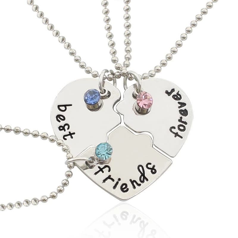 3pcs/conjunto Colar de Amizade Melhores Amigos Para Sempre Colar Colorido de Strass Choker BFF LR5B