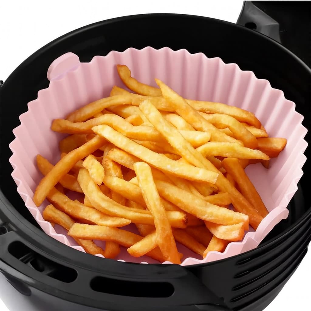 Forma de Silicone Antiaderente Reutilizável para Airfryer Forno Microondas 16x4,5cm - Rosa