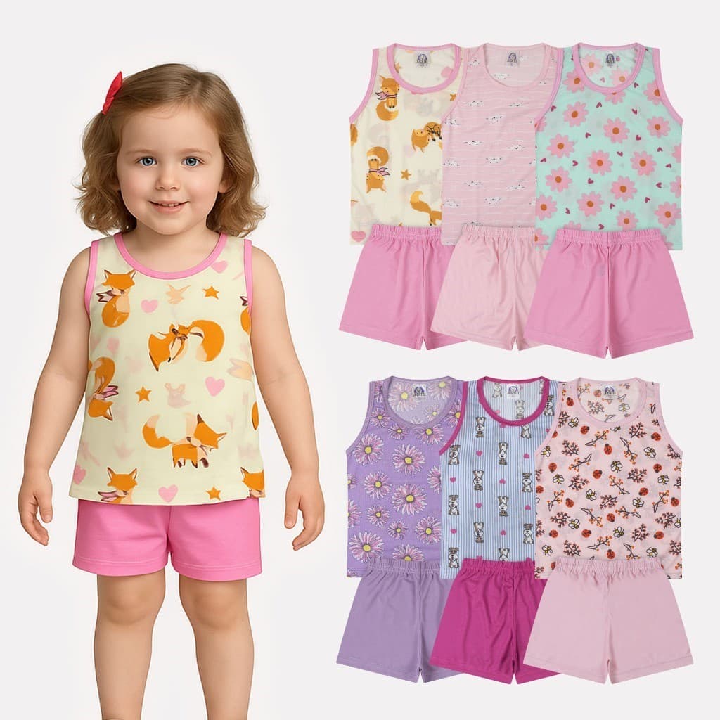Kit 2 Conjunto Pijama Infantil Regata Sortidas Verão 2 Camiseta + 2 Short