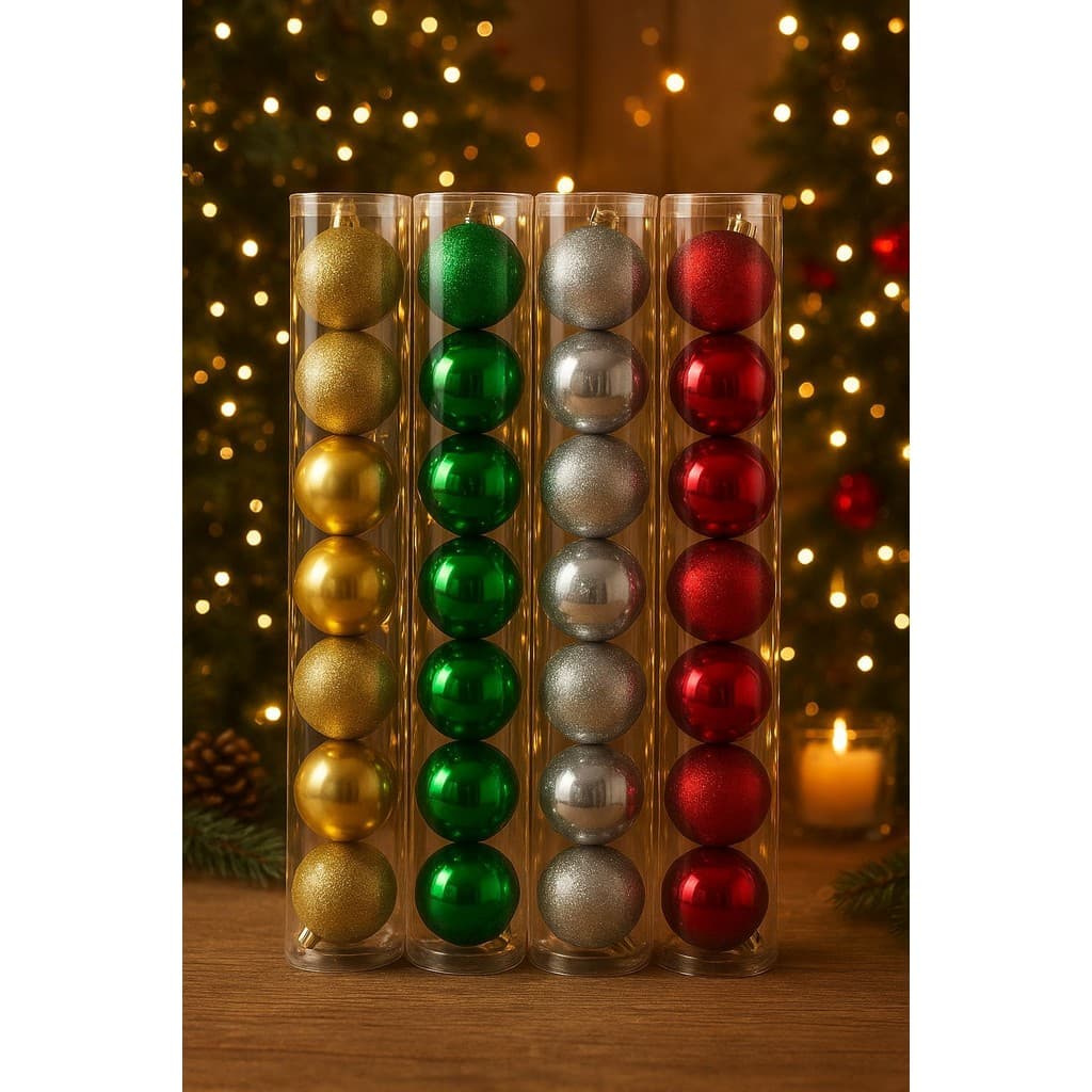 Bola de Natal Decoração Enfeites Natalino Árvore Natal - Kit c/ 12 bolinhas