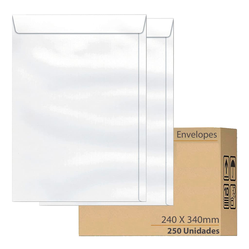 Envelope Ofício 24 X 34 cm Branco Oficio Reipel 250 Unidades