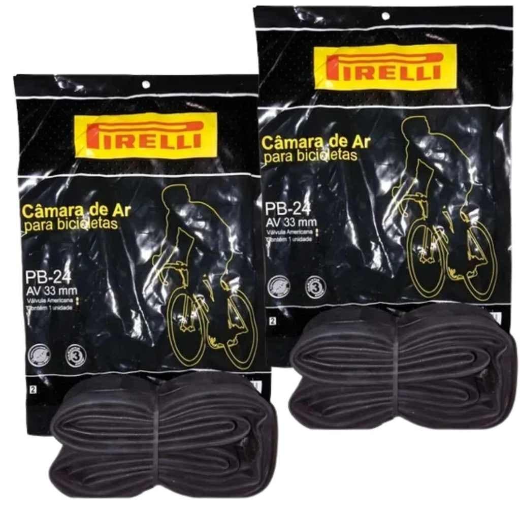 Pacote 02 Câmara Ar Cadeira De Rodas Bicicleta Pirelli Aro 24x1 3/8 Bico Grosso