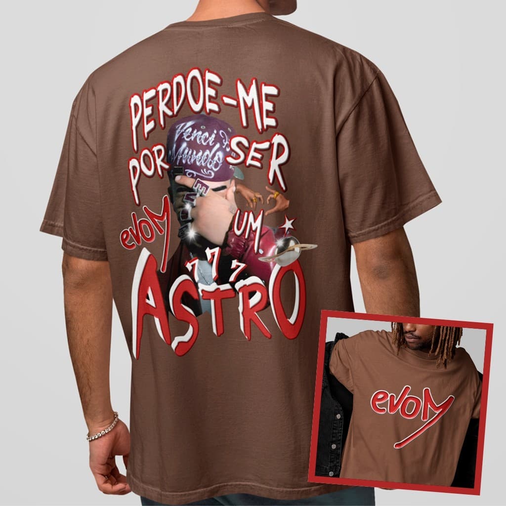 Camiseta Veigh Álbum Evom Frase Perdoe-Me Por Ser Um Astro Camisa Unissex Street Trap Brasil