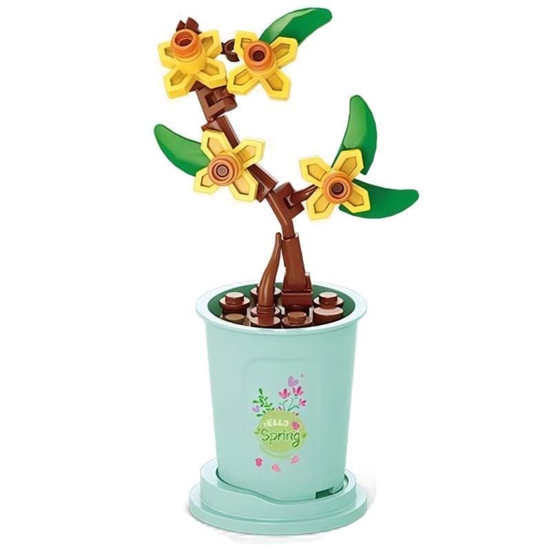 Mini Vaso de Flores Blocos de Montar Bricks Brinquedo Educativo e Decoração Colecionável Decor