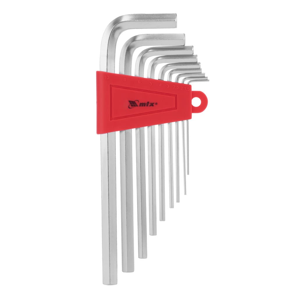 JOGO DE CHAVE ALLEN LONGA, ACABAMENTO ACETINADO, CROMO VANADIO, 1,5-10MM, 9PCS // MTX