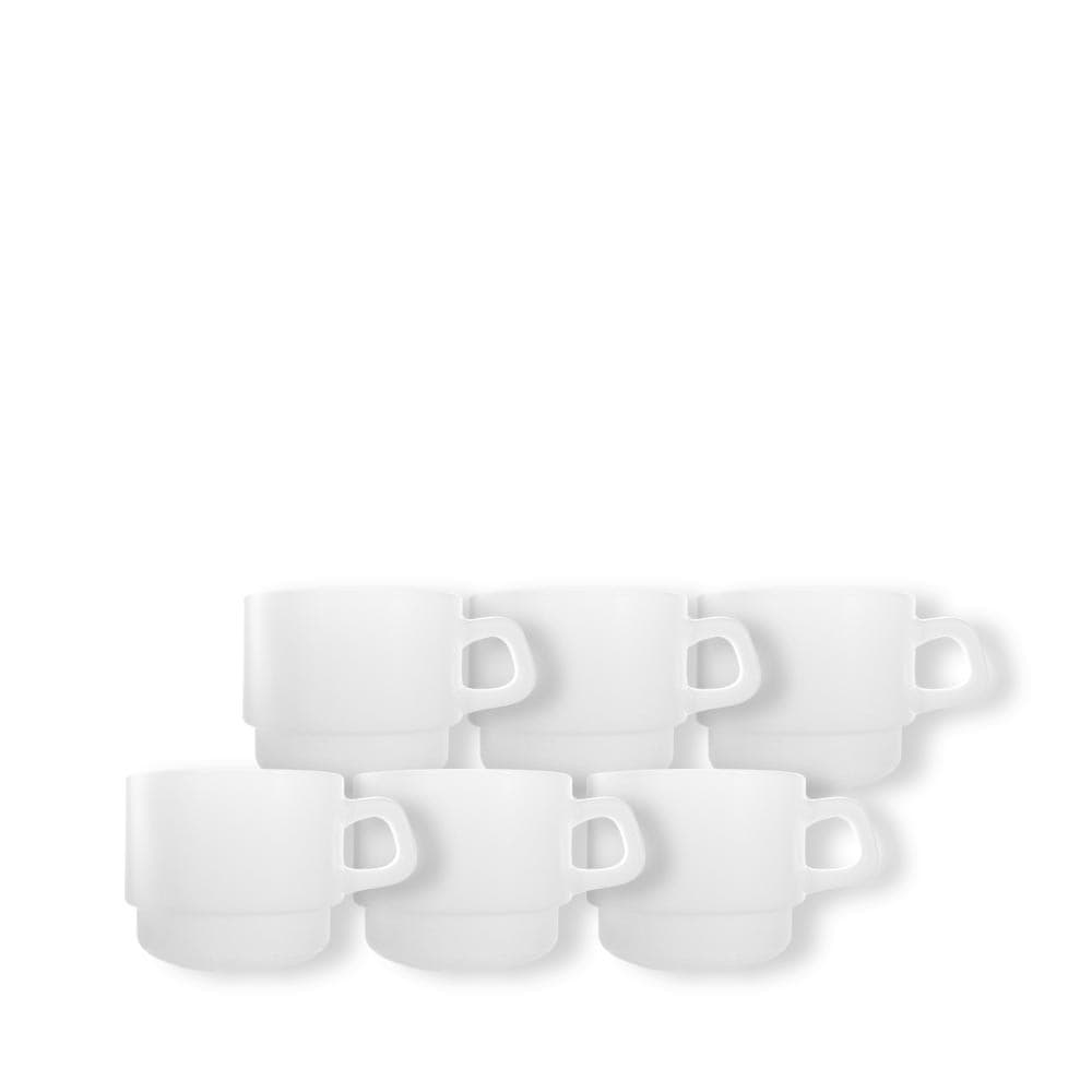 Jogo Xícara Café Vidro Temperada, Xícara com Pires 250ml Restaurant, 6pcs - Arc