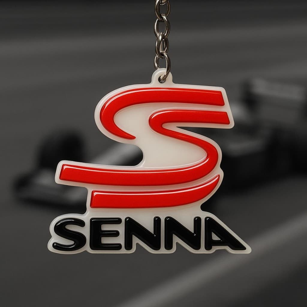Chaveiro S do Senna Logo Clássico Fórmula 1 Ayrton Automobilismo Velocidade Superfície Resinada