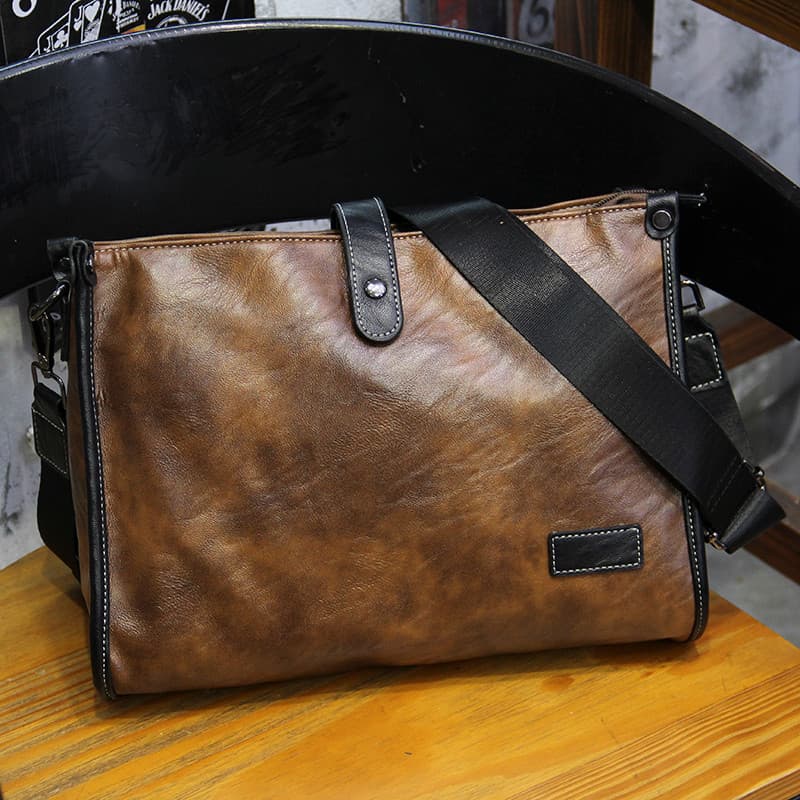 Bolsa de ombro masculina da moda Retro simples Commuter Diagonal saco elegante All-Match bolsa masculina de grande capac