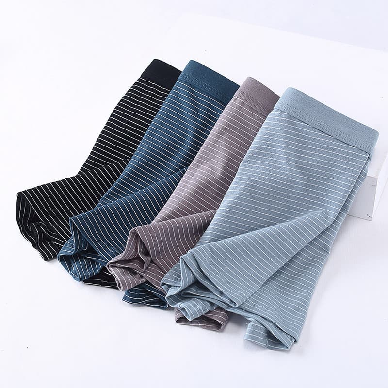 150kg Wearable algodão meados de cintura roupa interior masculina solta Plus Size respirável boxer briefs listrado puro