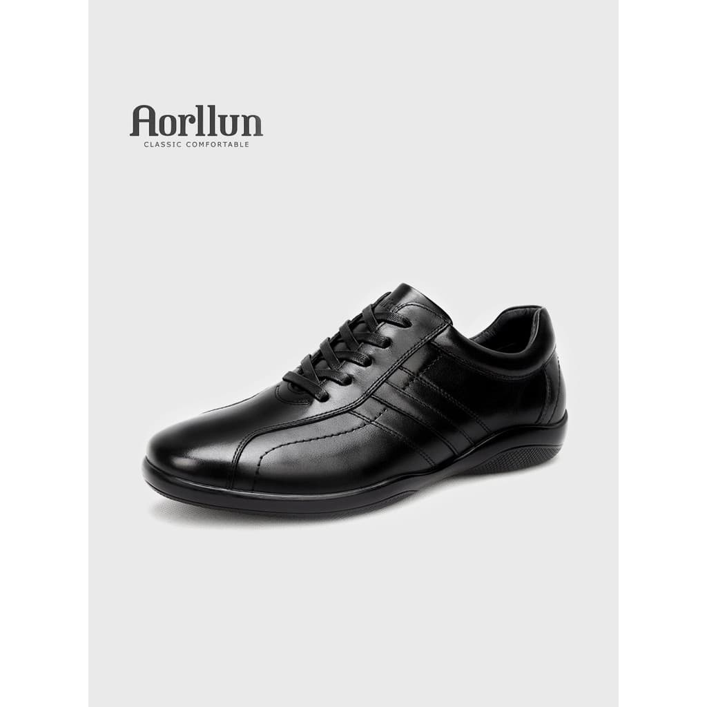 Oralen sapatos de couro casuais masculinos de couro genuíno camada superior plana outono novo estilo confortável salto p