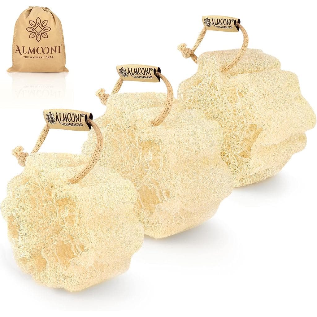 Esponja de Lufa Natural Mini Almooni - Lufa Esfoliante de Banho Egípcia Autêntica - Pequena Esponja de Lufa para uma Ade