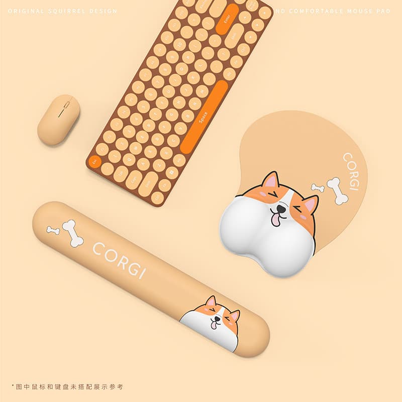 Bonito Corgi pulso Mouse pad de mesa de grandes dimensões teclado de espuma de memória descanso de mão recuperação lenta