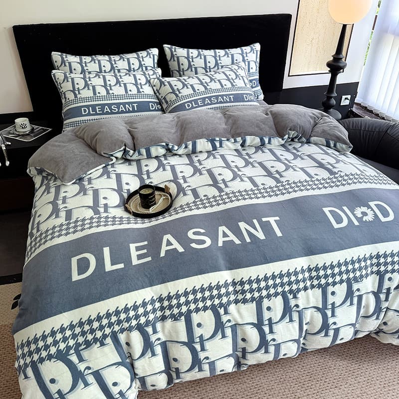 Inverno engrossado leite velo conjunto de quatro peças cama luz estilo luxo Coral velo flanela conjunto de três peças co