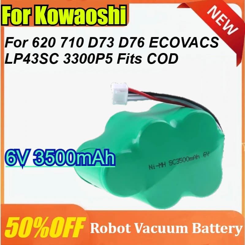 Para Kowaoshi 620 710 D73 D76 ECOVACS LP43SC 3300P5 Se Encaixa COD RB001 CEN630 TBD71 6V 3500mAh Ni-MH Aspirador De Pó R