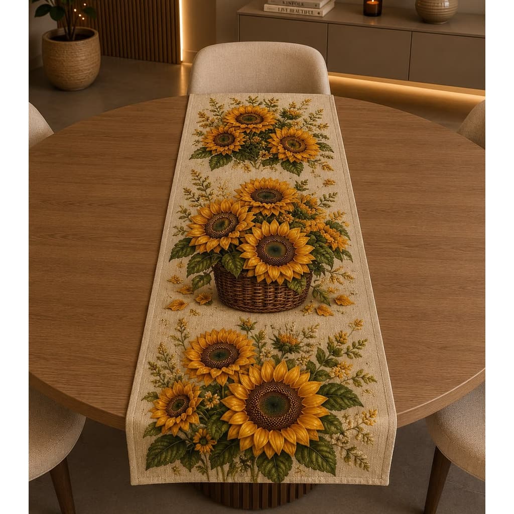 Caminho Trilho de Mesa Oxford Premium para Cozinha Decoração estampa GIRASSOL