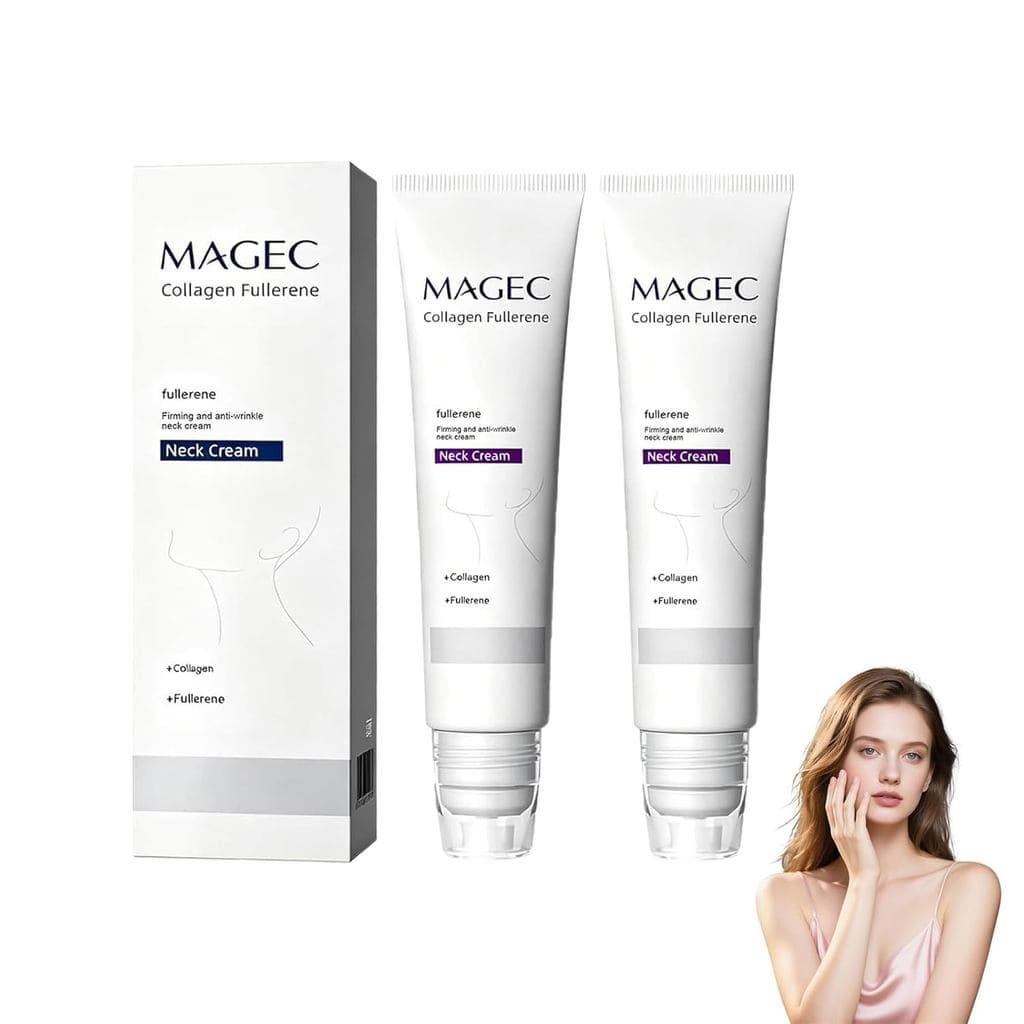 MagecMagicCollagenFullerene-Neck Cream, contendo peptídeos de colágeno, pode tonificar a pele ao redor do pescoço, melho