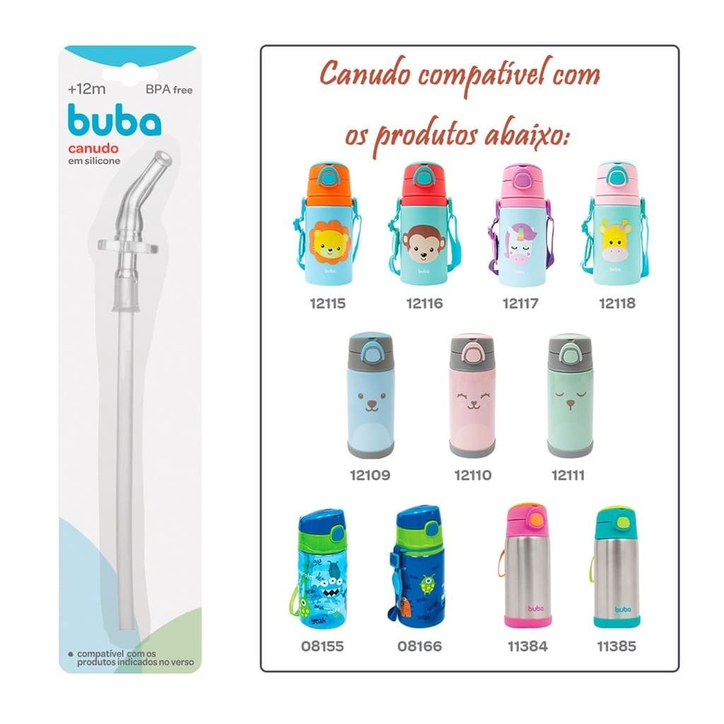 Canudo em Silicone Refil Repositor Garrafas Buba