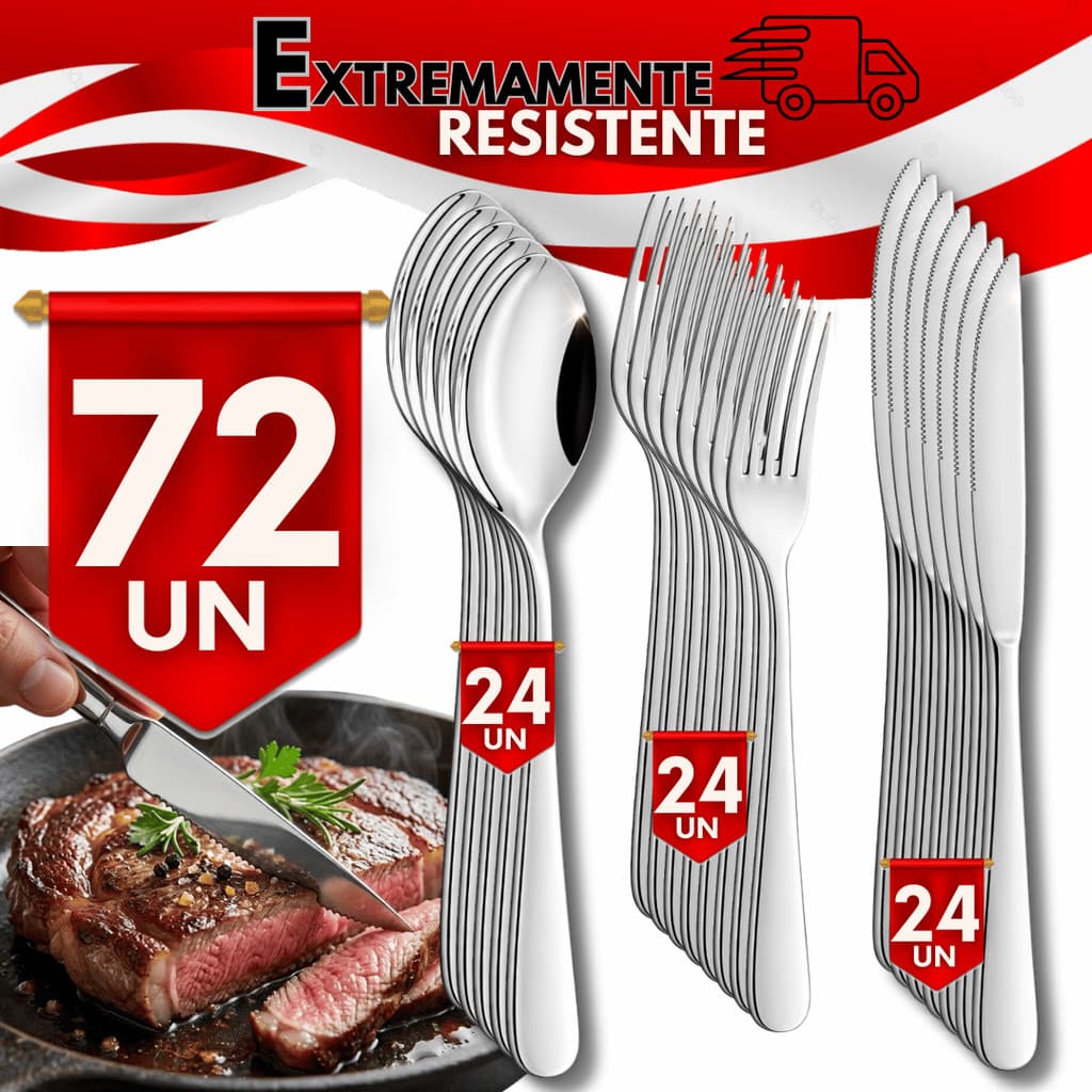 Combo Colheres Garfos Facas Mesa Aço Inox Talher Para Cozinha Restaurantes Buffet Utensílios Garant