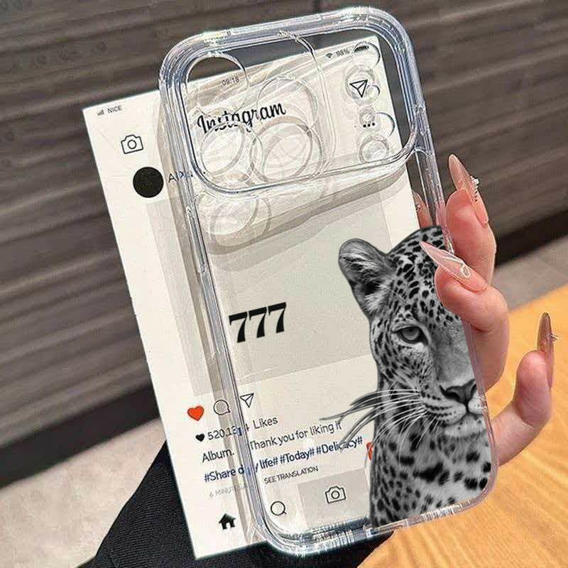 Capinha Capa Para iPhone XR 11 12 13 14 15 16 17 PRO MAX 14 15 16 PLUS Transparente À Prova de Choque Leopard print