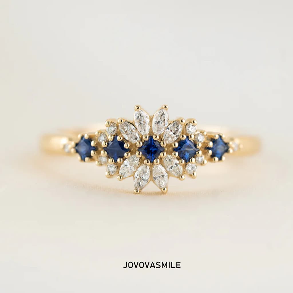 Safira Gem cor único estilo de correspondência luz novo estilo feminino Natural diamante cultivo anel Design anel luxo Y