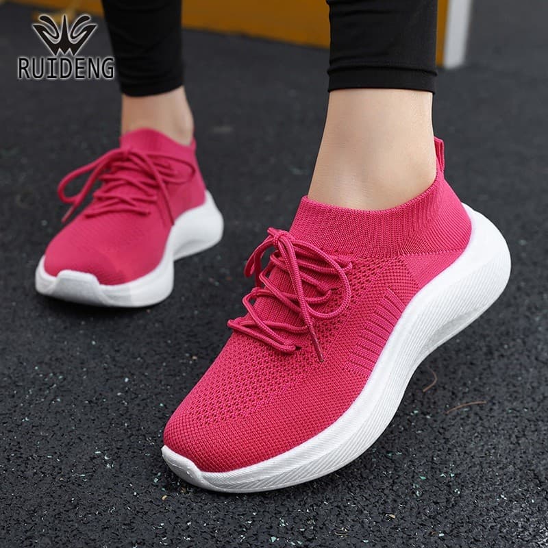 Ruiden sapatos esportivos casuais dedo do pé redondo malha respirável absorção de choque sapatos de caminhada esportes a