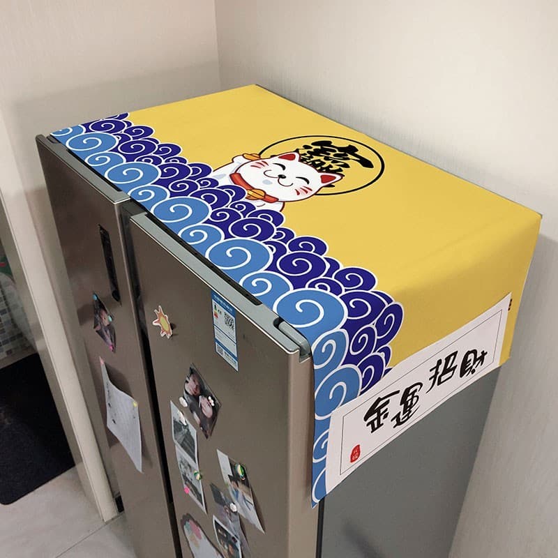 Novo estilo chinês único duplo aberto geladeira anti-poeira capa pano doméstico adequado para geladeira Haiermei capa an