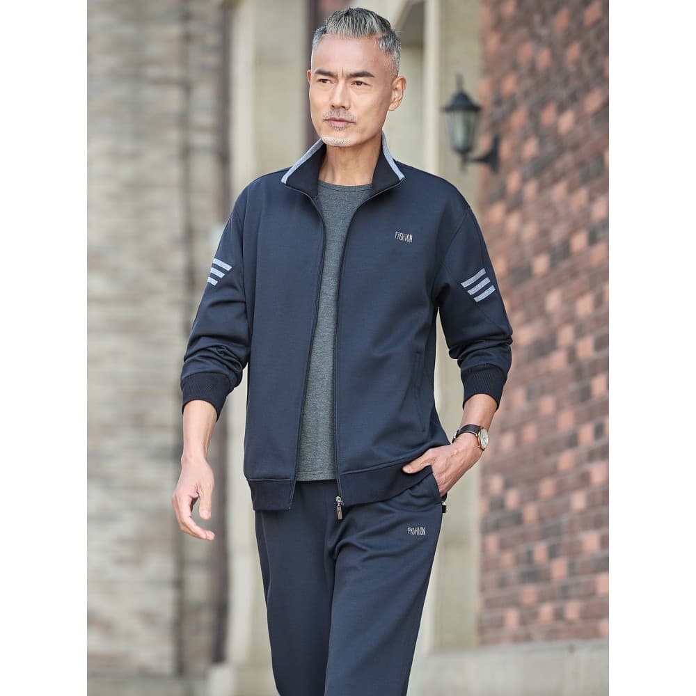 Pai primavera jaqueta primavera meia-idade idosos primavera outono vovô roupas de meia-idade terno esportivo masculino 5