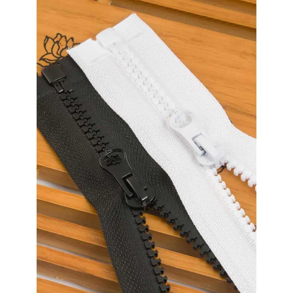 Jaqueta especial com zíper, roupas de resina, zíper Extra longo, aberto, plástico, branco, zíper especial