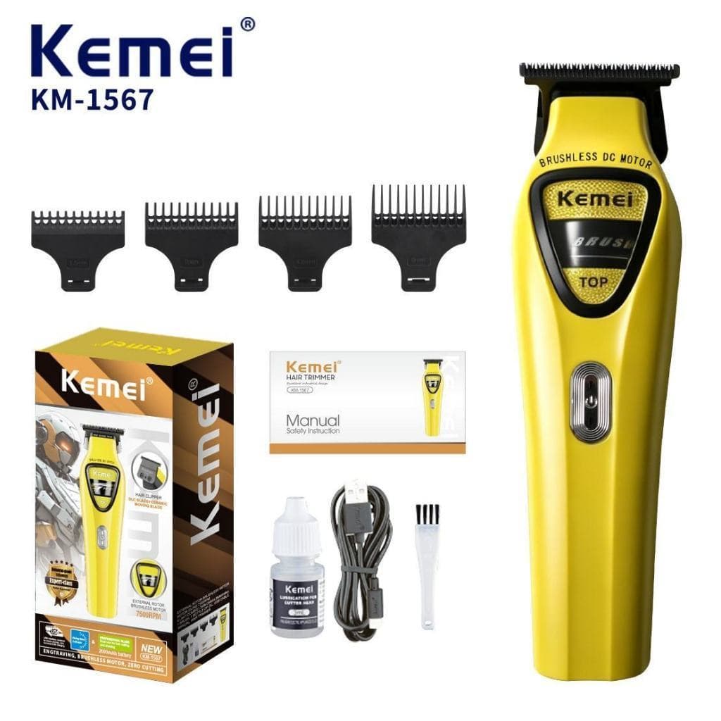 Máquina De Acabamento Profissional Kemei KM-1567 Brushless 7500RPM Recarregável USB