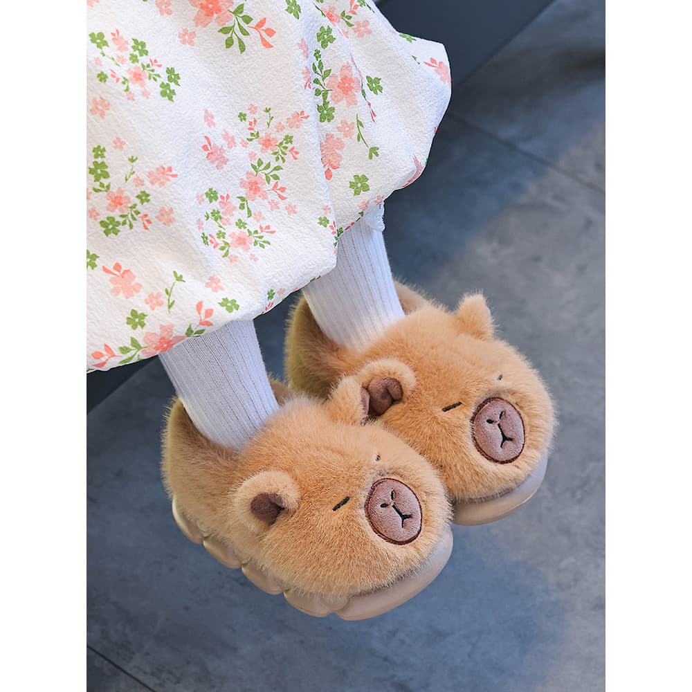 Crianças chinelos de algodão meninos inverno meninas crianças interior casa bebê antiderrapante salto peludo sapatos de