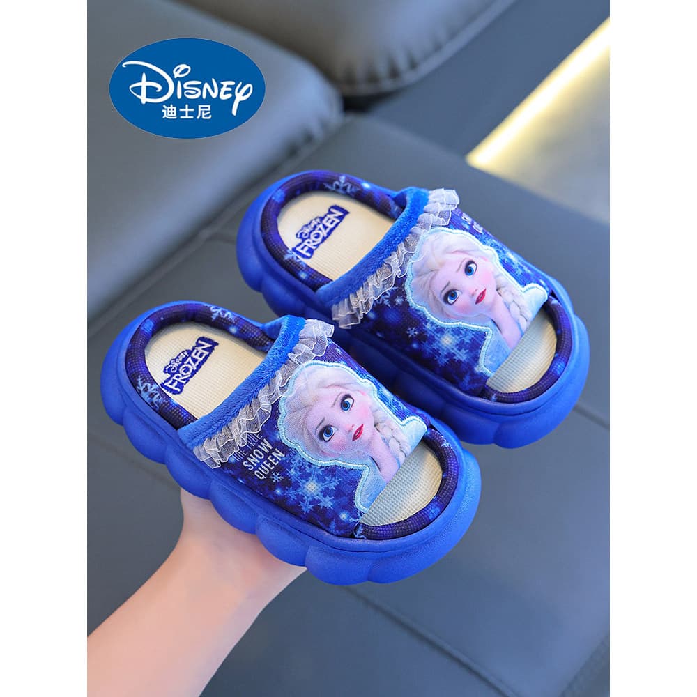 Disney princesa Elsa primavera outono crianças chinelos de linho meninas respirável antiderrapante de sola grossa sandál