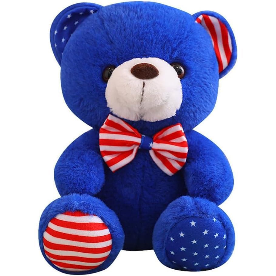 Urso De Pelúcia Azul América De 12 Polegadas Bicho Com Laço Macio E Fofinho Brinquedo Presente De Para Crianças Meninos