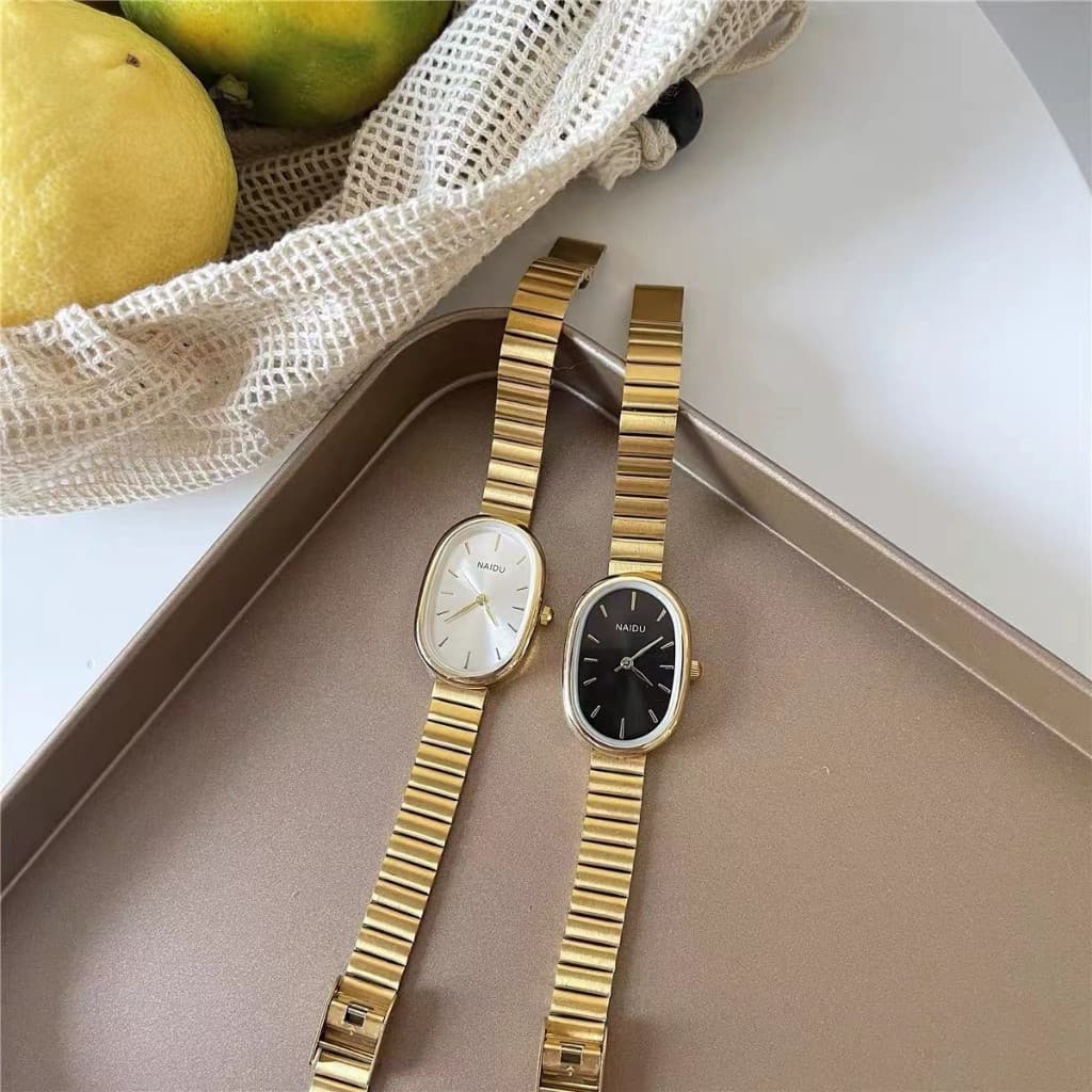 (STOCK PRONTO) Relógio de estilo coreano, relógio casual de lona simples quadrado Naidu coreano, novo relógio feminino o