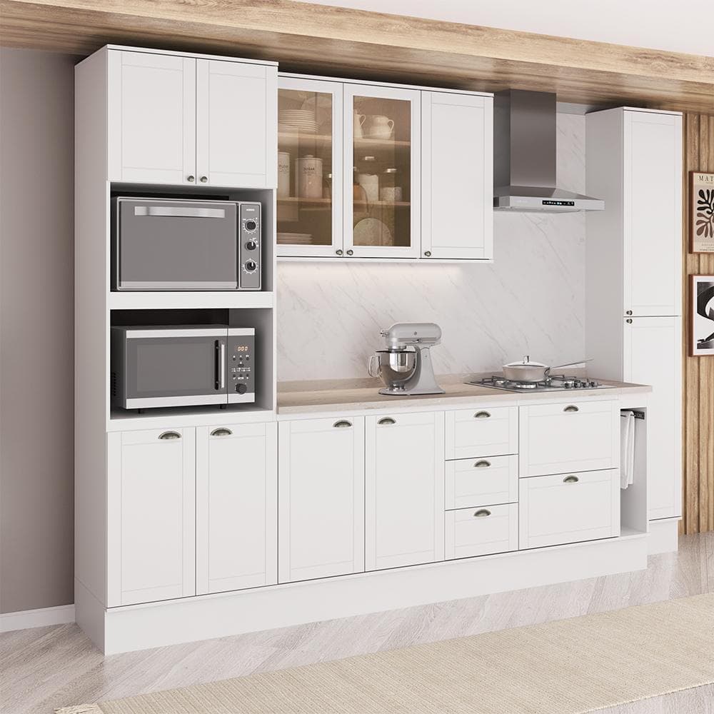 Armário de Cozinha Completa com Balcão Milla Mia Carraro Branco