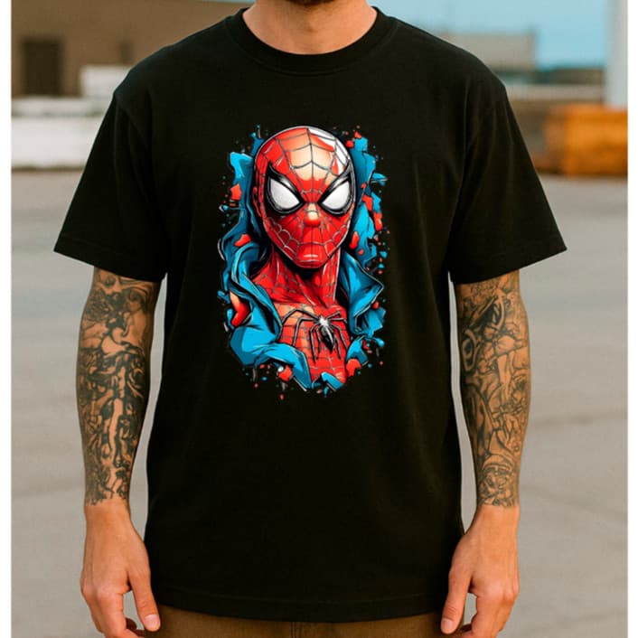 Camisa Desenho Animado/Filme Masculina Fio 30.1  Camiseta Blusa Lançamento Homem Aranha Unissex T-shirt Estampada