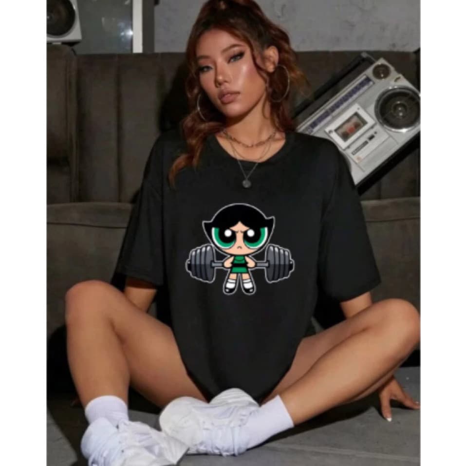 Camiseta Feminina 100% Algodão Camisa Estampada Meninas Super Poderosas Docinho Maromba Academia