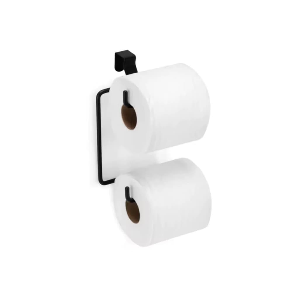 Porta Papel Higiênico Suporte Banheiro Duplo Acoplado Preto Epóxi Organização Suporte da (maff)