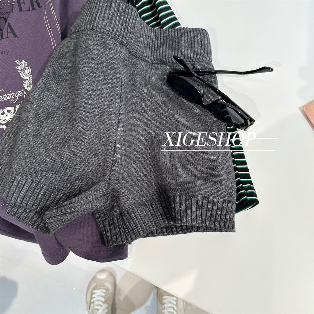 Outono moda All-match rei Shorts de malha pequenos caras envoltório nádegas pernas longas combinar botas cor café calças