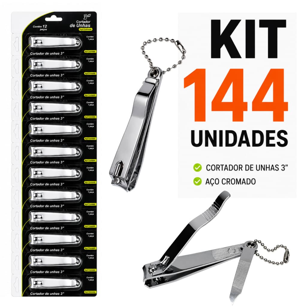 Kit 144 Unheiro Cortador de Unha em Cartela Atacado Unheiro de cortar Unha Pé Mão Aço Atacado Barato